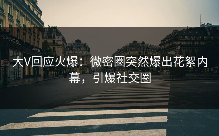 大V回应火爆：微密圈突然爆出花絮内幕，引爆社交圈