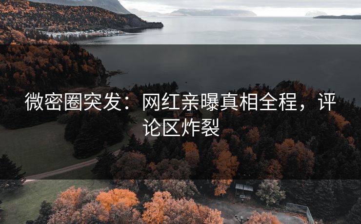 微密圈突发：网红亲曝真相全程，评论区炸裂