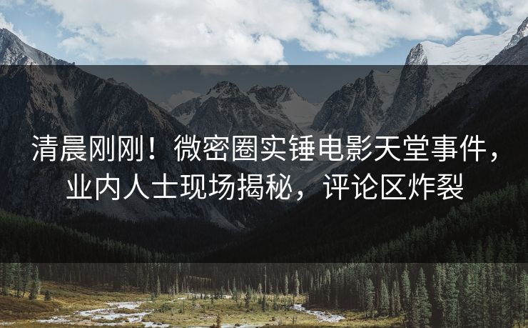 清晨刚刚！微密圈实锤电影天堂事件，业内人士现场揭秘，评论区炸裂