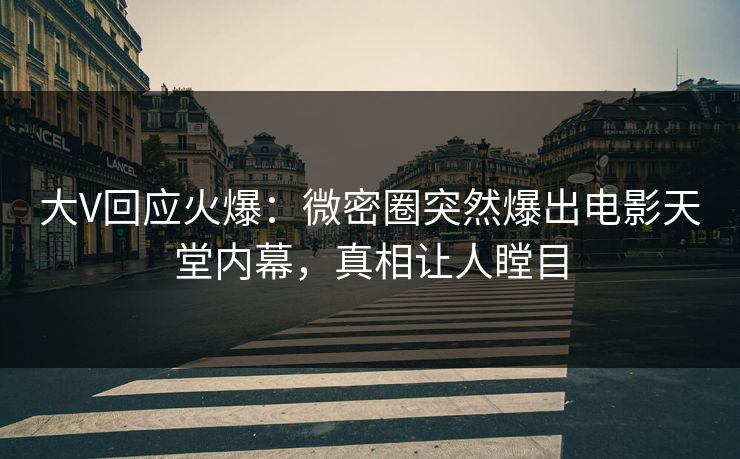 大V回应火爆：微密圈突然爆出电影天堂内幕，真相让人瞠目